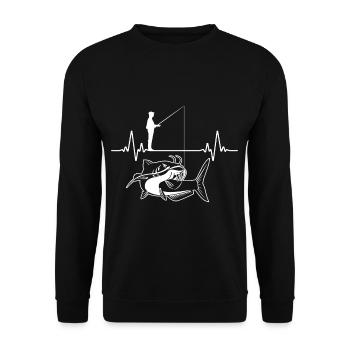 Fishing Heartbeat Catfish Fisherman Catfish - Unisex Pullover - Schwarz - Vorne - Alina (178cm) & Michal (187cm)