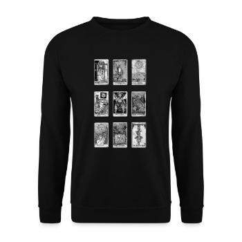 Okkulte Tarot Karte Gothic Grunge Satan Hexerei - Unisex Pullover - Schwarz - Vorne - Alina (178cm) & Michal (187cm)