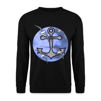 Albatrosse Möwen Anker Seefahrt Maritim Möwe - Unisex Pullover - Schwarz - Vorne - Alina (178cm) & Michal (187cm)