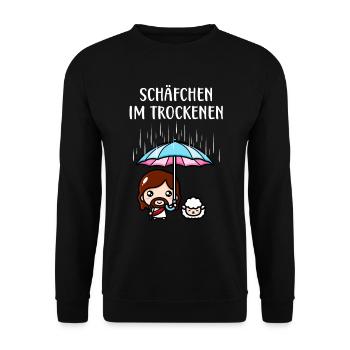 Schäfchen im Trockenen Jesus Christlich Fun - Unisex Pullover - Schwarz - Vorne - Alina (178cm) & Michal (187cm)