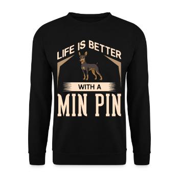 Pinsons nains Minpin Rehpinscher Chien chiot - Sweat-shirt Unisexe - noir - Devant - Alina (178cm) & Michal (187cm)