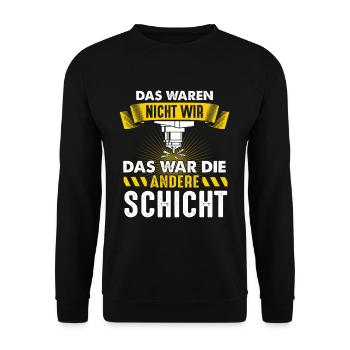 Das war die andere Schicht Zerspaner CNC Fräser - Unisex Pullover - Schwarz - Vorne - Alina (178cm) & Michal (187cm)