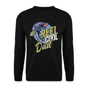 Papa Fischen Hobby Angel - Unisex Pullover - Schwarz - Vorne - Alina (178cm) & Michal (187cm)