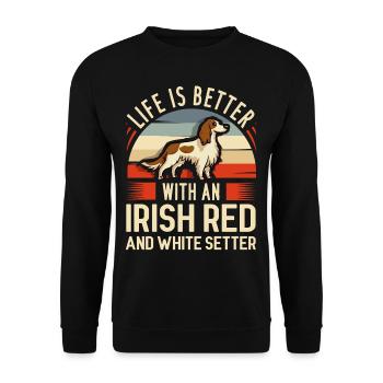 Irish Red and White Setter propriétaire de chien propriétaire - Sweat-shirt Unisexe - noir - Devant - Alina (178cm) & Michal (187cm)