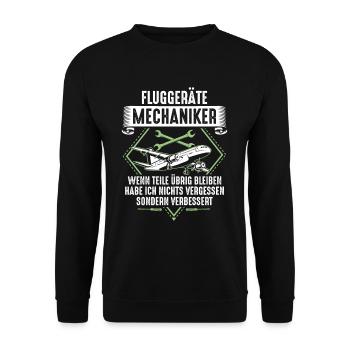 Fluggeräte Mechaniker Flugzeug Triebwerk Luftfahrt - Unisex Pullover - Schwarz - Vorne - Alina (178cm) & Michal (187cm)