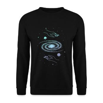 Cosmos galaxie et mains sacrés géométrie étoiles - Sweat-shirt Unisexe - noir - Devant - Alina (178cm) & Michal (187cm)