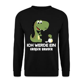 Ich Werde Ein Großer Bruder Dinosaurier Dinos - Unisex Pullover - Schwarz - Vorne - Alina (178cm) & Michal (187cm)