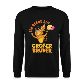 Bald Großer Bruder Geburt Geschenk Junge - Unisex Pullover - Schwarz - Vorne - Alina (178cm) & Michal (187cm)