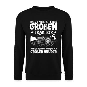 Ich Werde großer Bruder Traktor Sohn Geschenk - Unisex Pullover - Schwarz - Vorne - Alina (178cm) & Michal (187cm)