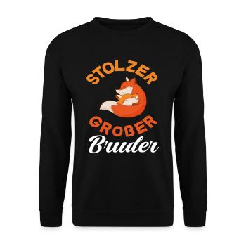 Stolzer Großer Bruder Fuchs - Unisex Pullover - Schwarz - Vorne - Alina (178cm) & Michal (187cm)