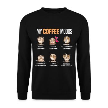 Eulen Kaffee Liebhaber Geschenk - Unisex Pullover - Schwarz - Vorne - Alina (178cm) & Michal (187cm)