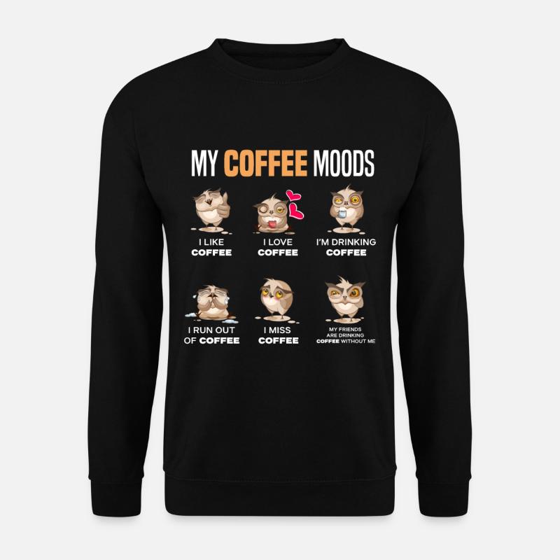 Eulen Kaffee Liebhaber Geschenk - Unisex Pullover - Schwarz