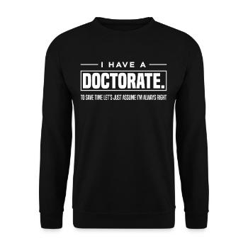 Doktorand Doktortitel Abschluss Geschenk - Unisex Pullover - Schwarz - Vorne - Alina (178cm) & Michal (187cm)