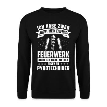Ich habe zwar nicht mein eigenes Feuerwerk - Unisex Pullover - Schwarz - Vorne - Alina (178cm) & Michal (187cm)