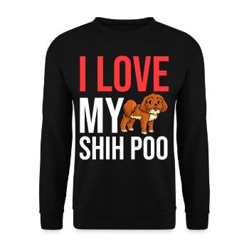 Shih Poo Hund Geschenk Welpen Besitzer Liebhaber - Unisex Pullover - Schwarz - Vorne - Alina (178cm) & Michal (187cm)