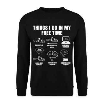 Things I Do In My Free Time Chainsaw Lumberjack - Sweat-shirt Unisexe - noir - Devant - Alina (178cm) & Michal (187cm)