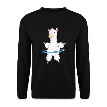 Hulahoop Lama Hullern Alpaka Fitness Fun - Unisex Pullover - Schwarz - Vorne - Alina (178cm) & Michal (187cm)