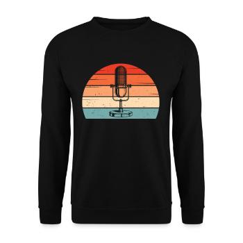 Podcast Radio Mikrofon Podcaster Retro Sonne - Unisex Pullover - Schwarz - Vorne - Alina (178cm) & Michal (187cm)