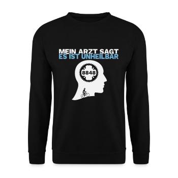 Everesting 8848 Ausdauer Radsport Geschenk - Unisex Pullover - Schwarz - Vorne - Alina (178cm) & Michal (187cm)
