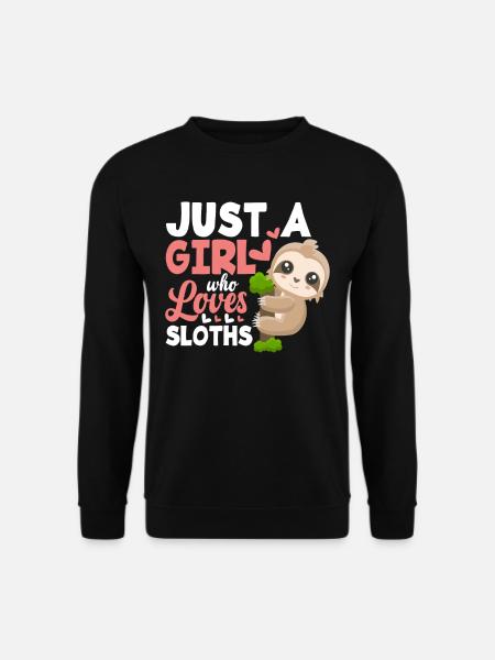 Cute Girl Sloth Gift - Unisex Sweatshirt - black