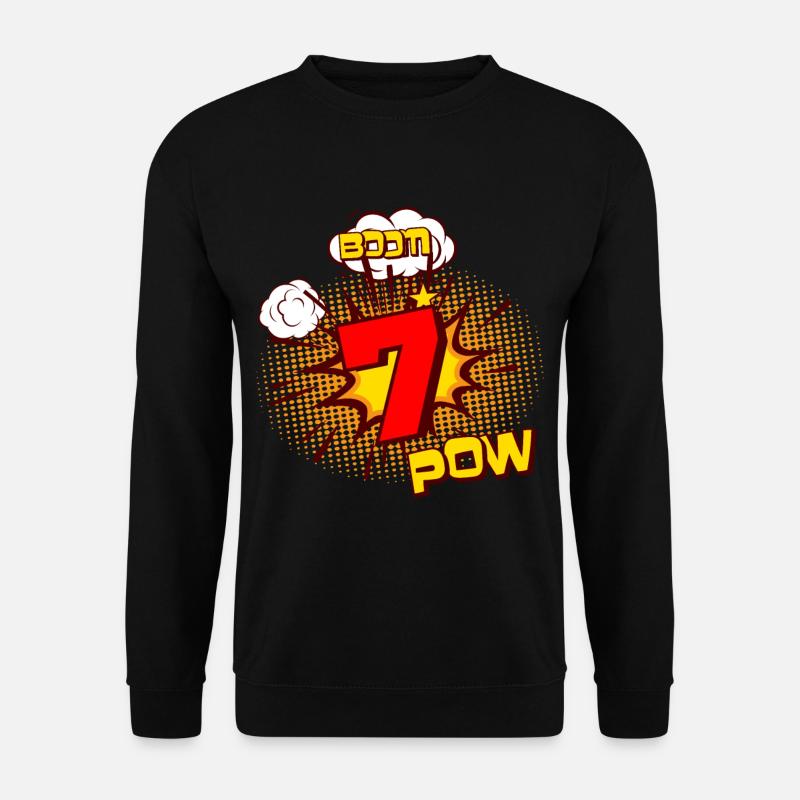 COMIC GEBURTSTAG 7 Jahre 7 Geburtstag Jungen - Unisex Pullover - Schwarz