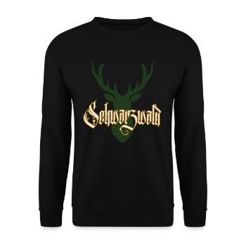 Schwarzwald Hirsch Geweih Wild Natur Schwaben - Unisex Pullover - Schwarz - Vorne - Alina (178cm) & Michal (187cm)