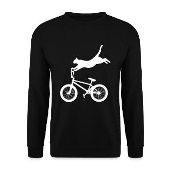 Cat Bike Cycling Bicycle Freestyle BMX Cat Lover - Unisex Sweatshirt - black - Front - Alina (178cm) & Michal (187cm)