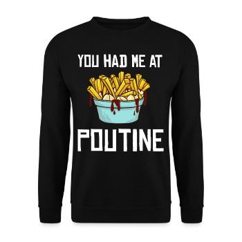 Poutine Frites Canada Recette de nourriture - Sweat-shirt Unisexe - noir - Devant - Alina (178cm) & Michal (187cm)