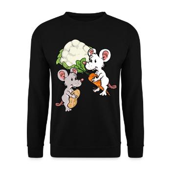 Organic Eco Mice Vegetables Rodents Hunger Mouse - Unisex Sweatshirt - black - Front - Alina (178cm) & Michal (187cm)