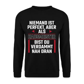 Hausmeister Haustechniker, Hauswart Geschenk - Unisex Pullover - Schwarz - Vorne - Alina (178cm) & Michal (187cm)
