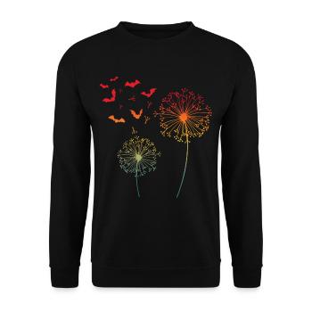 Bat Pusteblume Dandelion Flower Halloween - Unisex Sweatshirt - black - Front - Alina (178cm) & Michal (187cm)