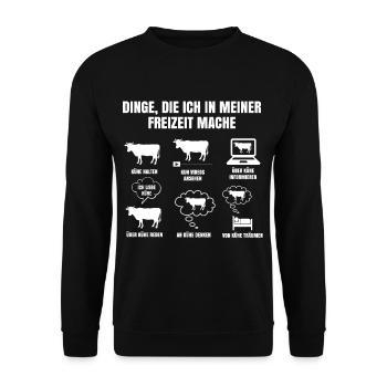 Dinge In Meiner Freizeit Mache Kuh Kühe Milchbauer - Unisex Pullover - Schwarz - Vorne - Alina (178cm) & Michal (187cm)