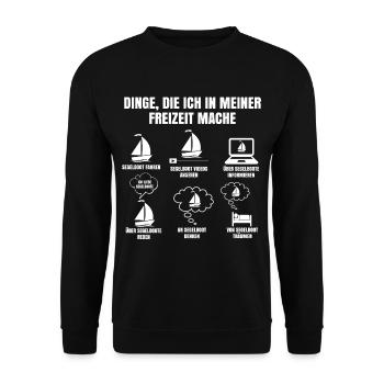 Dinge Die Ich In Meiner Freizeit Mache Segeln - Unisex Pullover - Schwarz - Vorne - Alina (178cm) & Michal (187cm)