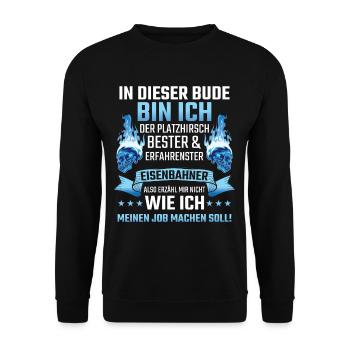 Lokführer, Eisenbahn, Zug Geschenk - Unisex Pullover - Schwarz - Vorne - Alina (178cm) & Michal (187cm)