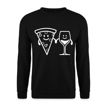 PIZZA AND WINE Pizza Funny Pizza Lovers - Unisex Sweatshirt - black - Front - Alina (178cm) & Michal (187cm)