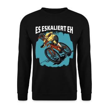 Downhill - Es Eskaliert Eh Mountainbiker Radfahrer - Unisex Pullover - Schwarz - Vorne - Alina (178cm) & Michal (187cm)