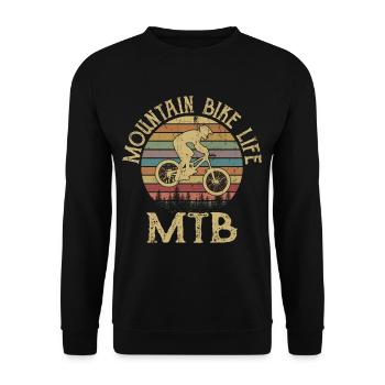 MOUNTAIN BIKE LIFE Mountain Biker Mountain Bike MTB - Unisex Sweatshirt - black - Front - Alina (178cm) & Michal (187cm)