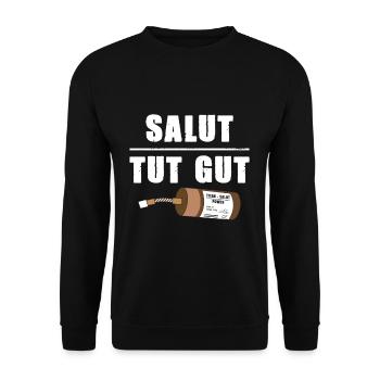 Pyrotechnik Salut Tut Gut Silvester Böller Kracher - Unisex Pullover - Schwarz - Vorne - Alina (178cm) & Michal (187cm)