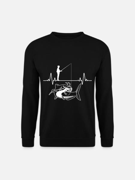 Angeln Herzschlag Angler Wallerangler Wels - Unisex Pullover - Schwarz