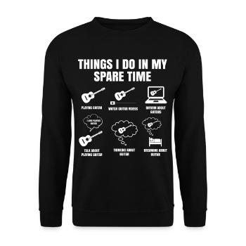 Dinge Die Ich In Meiner Freizeit Mache Gitarre - Unisex Pullover - Schwarz - Vorne - Alina (178cm) & Michal (187cm)