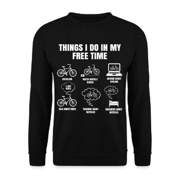 Things I Do In My Free Time Biker Cycling - Sweat-shirt Unisexe - noir - Devant - Alina (178cm) & Michal (187cm)