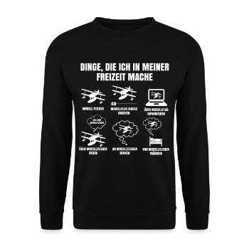 Dinge Die Ich In Meiner Freizeit Mache Modellflug - Unisex Pullover - Schwarz - Vorne - Alina (178cm) & Michal (187cm)