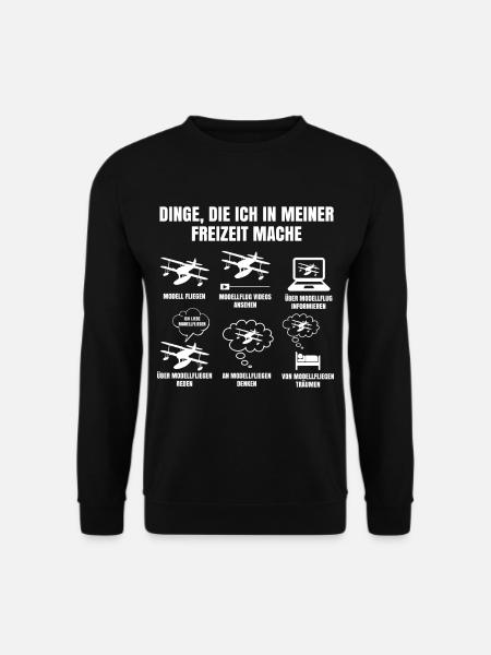 Dinge Die Ich In Meiner Freizeit Mache Modellflug - Unisex Pullover - Schwarz