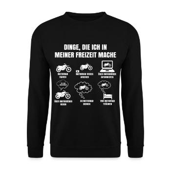 Dinge Die Ich In Meiner Freizeit Mache Motorrad - Unisex Pullover - Schwarz - Vorne - Alina (178cm) & Michal (187cm)