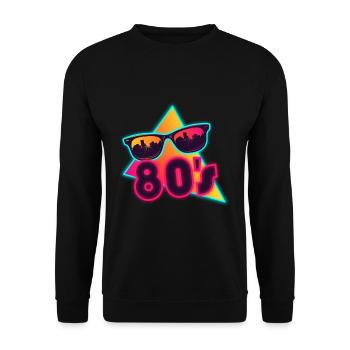 80s Sunglasses 80s Outfir 80s Theme Party 80s - Unisex Sweatshirt - black - Front - Alina (178cm) & Michal (187cm)