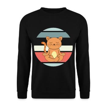 Namaste Meditierende Katze Yoga Katze - Unisex Pullover - Schwarz - Vorne - Alina (178cm) & Michal (187cm)