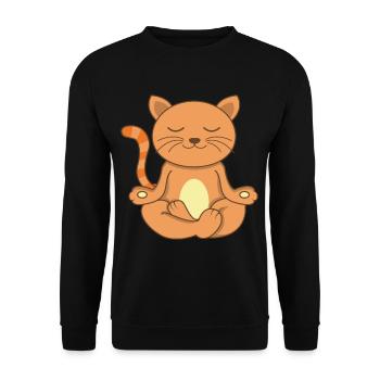 Namaste Meditierende Katze Yoga Katze - Unisex Pullover - Schwarz - Vorne - Alina (178cm) & Michal (187cm)