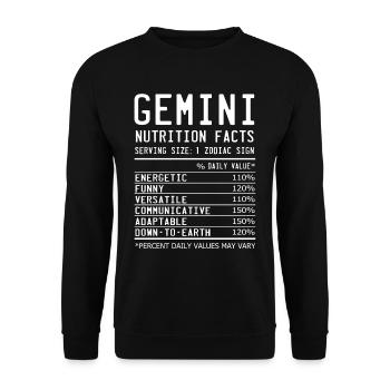 Sternzeichen Zwilling Fakten - Unisex Pullover - Schwarz - Vorne - Alina (178cm) & Michal (187cm)