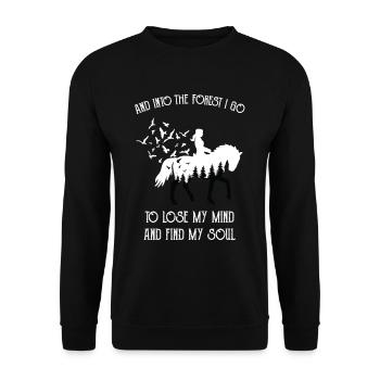 And Into The Forest I Go To Lose My Mind Horse - Unisex Pullover - Schwarz - Vorne - Alina (178cm) & Michal (187cm)