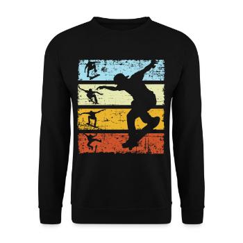 Vintage Skateboard Retro - Unisex Pullover - Schwarz - Vorne - Alina (178cm) & Michal (187cm)